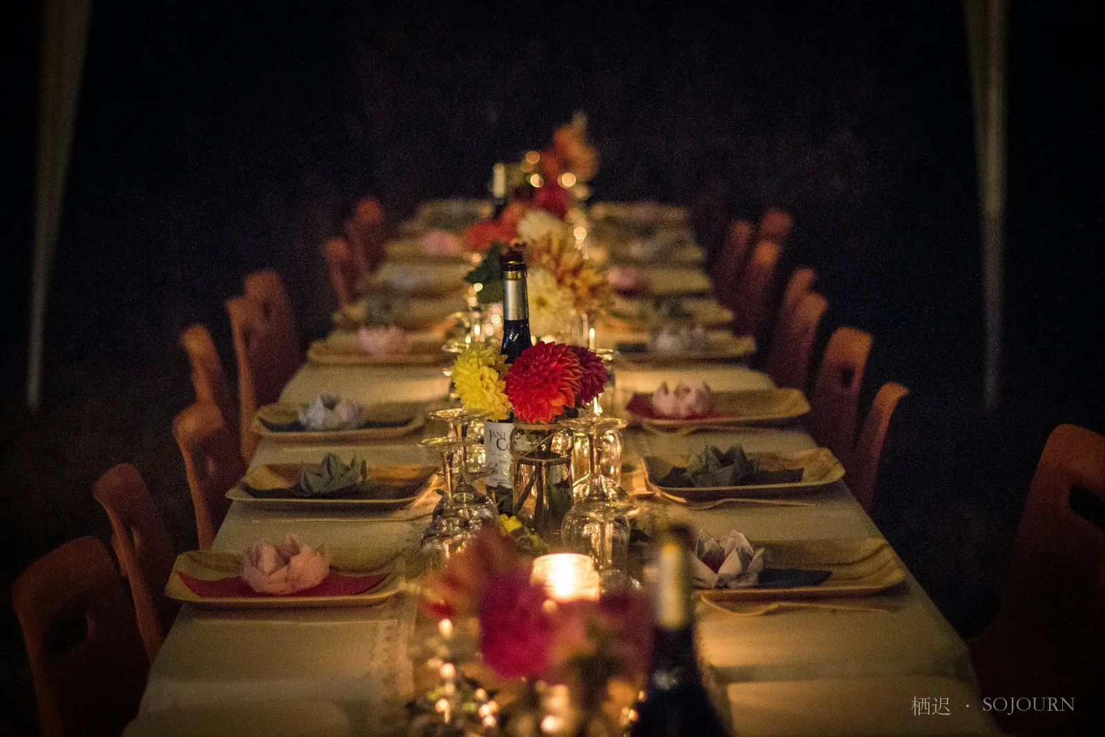 A candlelit table
